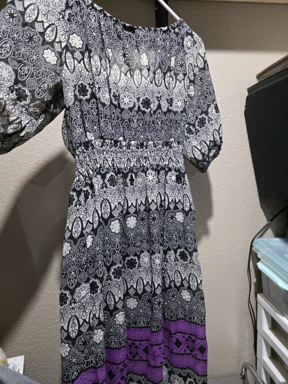 Mossimo Vintage Y2K Patterned Dress Women's Size Small Cinched Waist - Picture 4 of 5